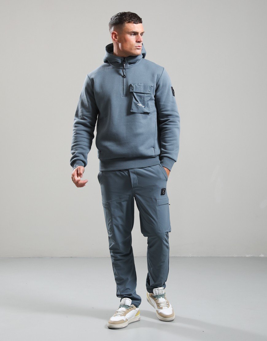 Marshall Artist Centro 1/4 Zip Hooded Sweat Storm Grey
