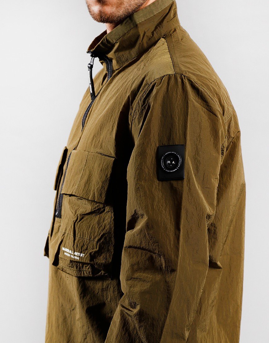 Marshall Artist Krinkle Nylon Half Zip Overshirt Bronze