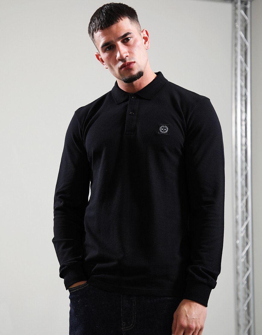 Marshall Artist Marchio Long Sleeve Polo Shirt Black