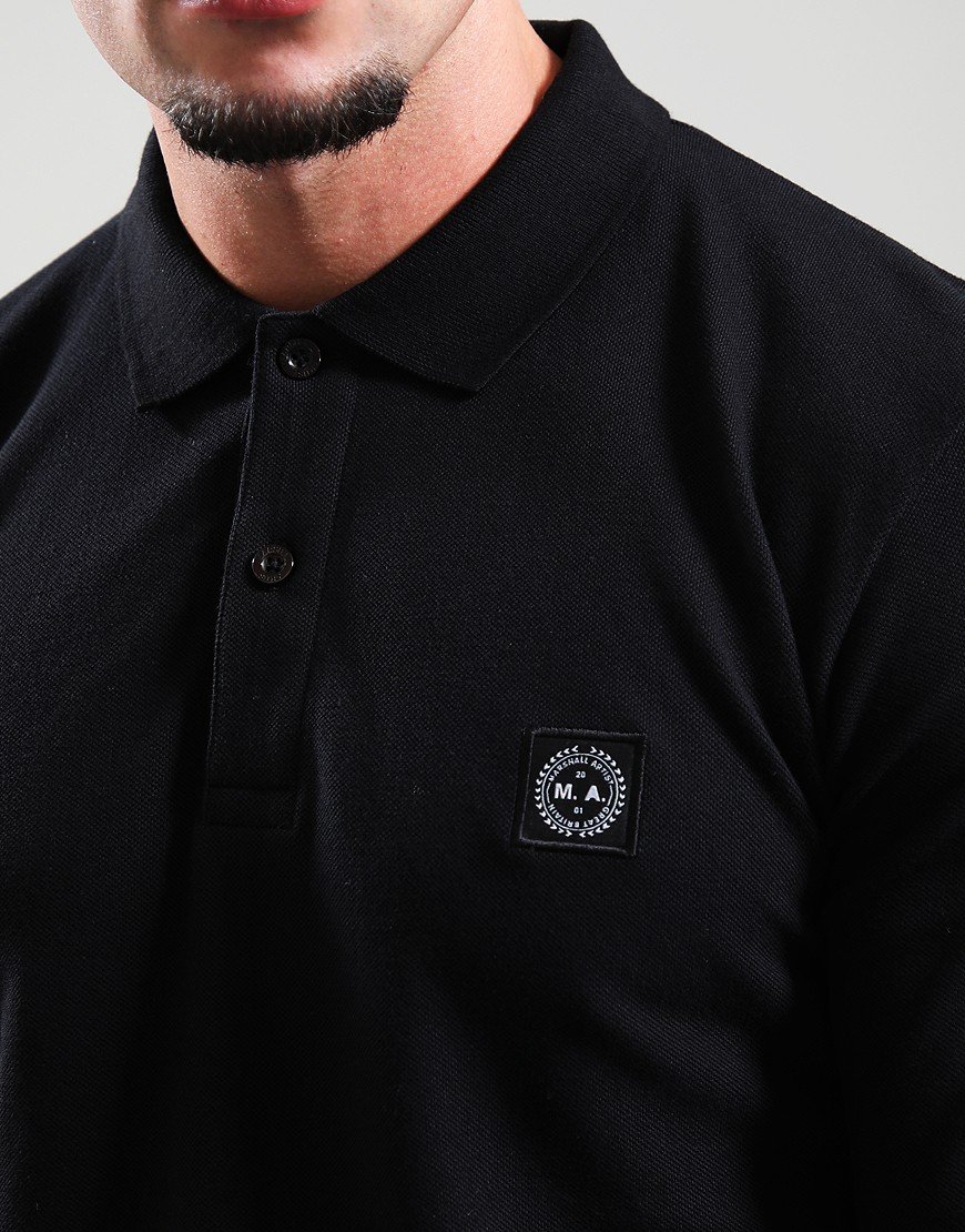 Marshall Artist Marchio Long Sleeve Polo Shirt Black