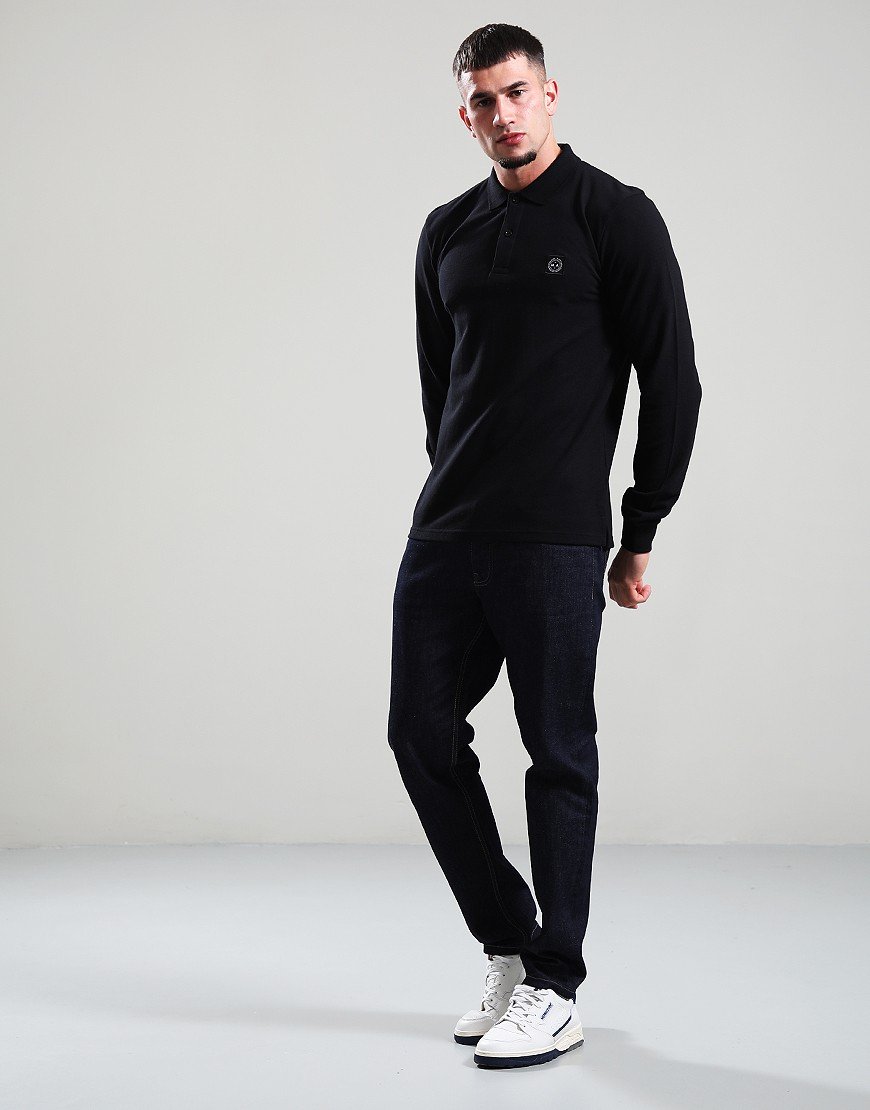 Marshall Artist Marchio Long Sleeve Polo Shirt Black
