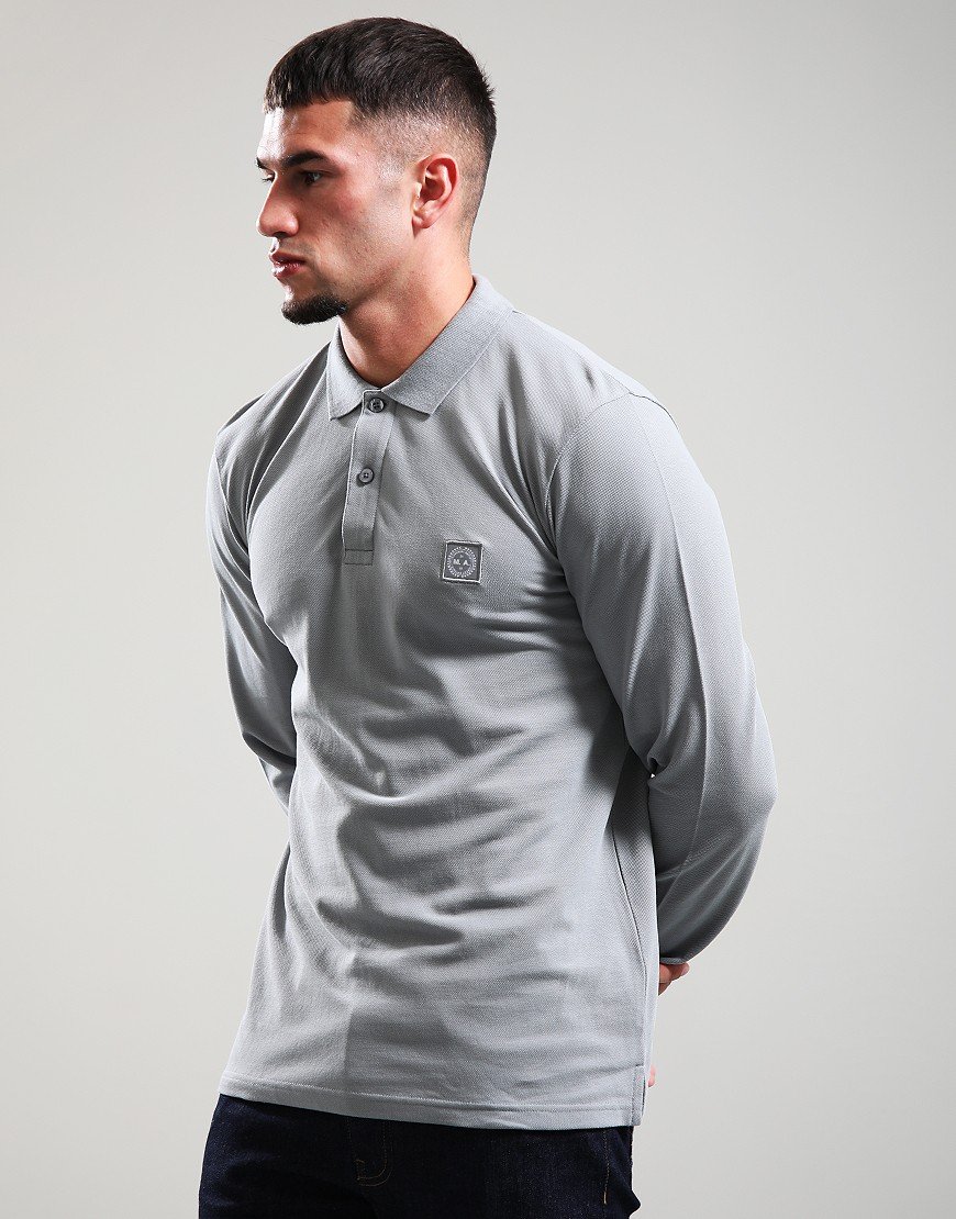 Marshall Artist Marchio Long Sleeve Polo Shirt Monument Grey
