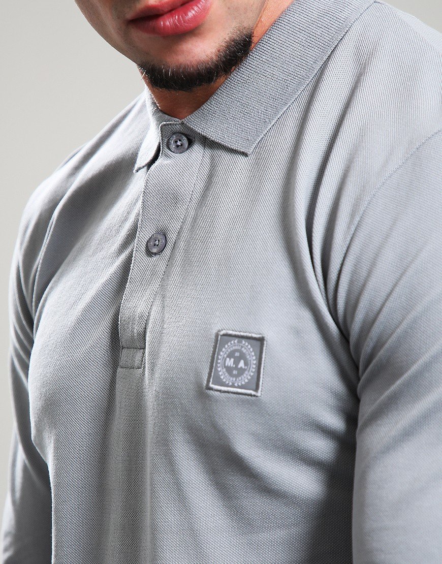 Marshall Artist Marchio Long Sleeve Polo Shirt Monument Grey