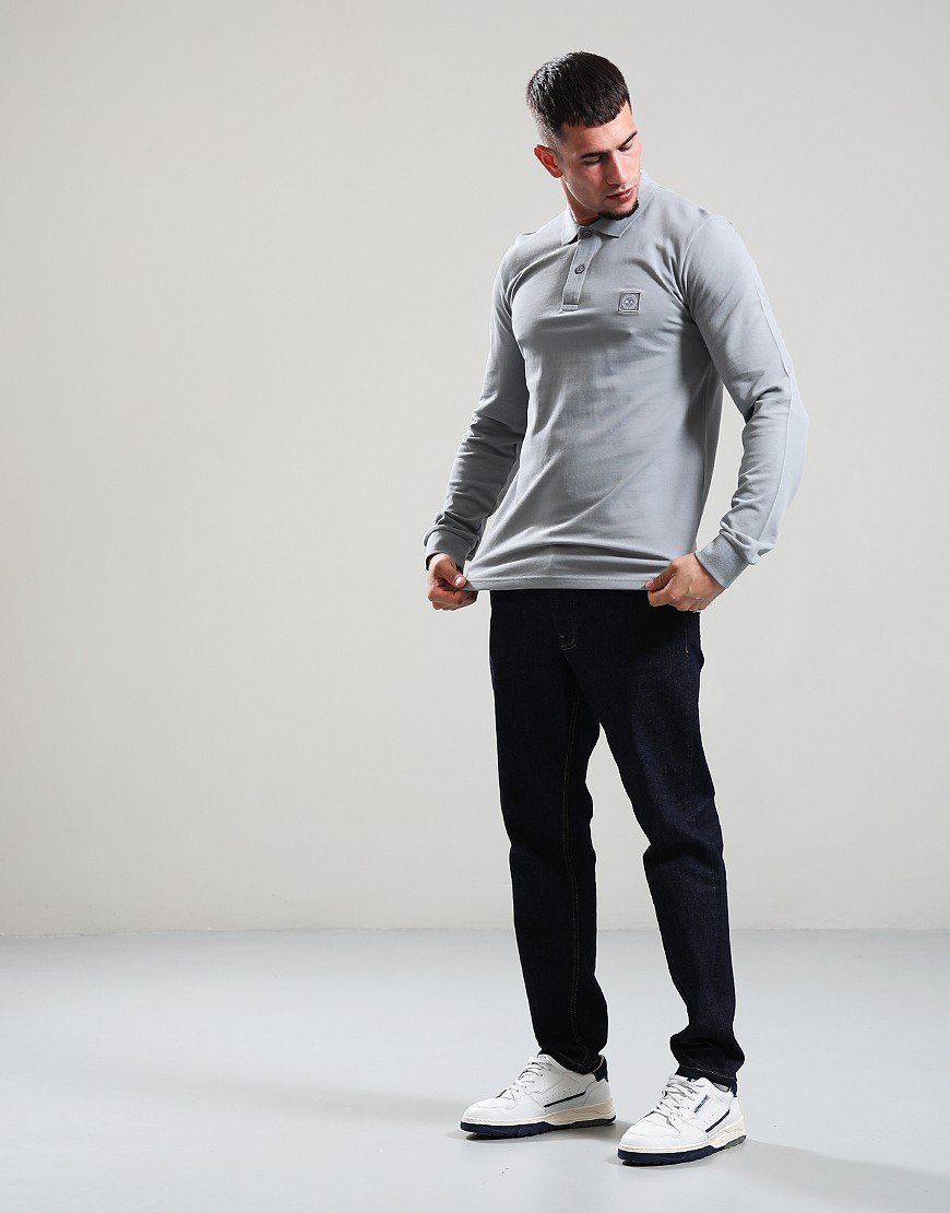 Marshall Artist Marchio Long Sleeve Polo Shirt Monument Grey
