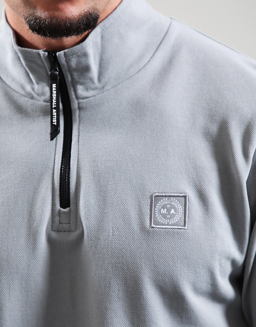 Marshall Artist Marchio Pique 1/4 Zip Monument Grey