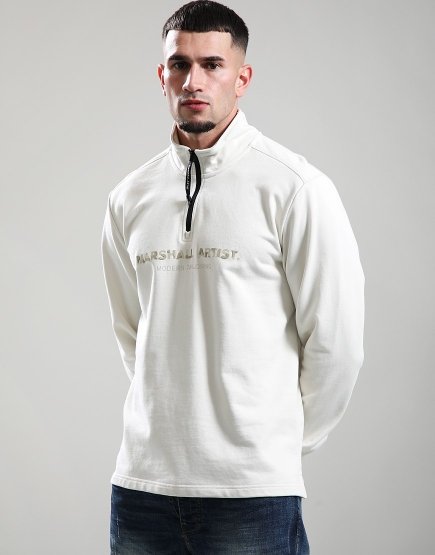 Marshall Artist Microsphere 1/4 Zip Sweat Ecru