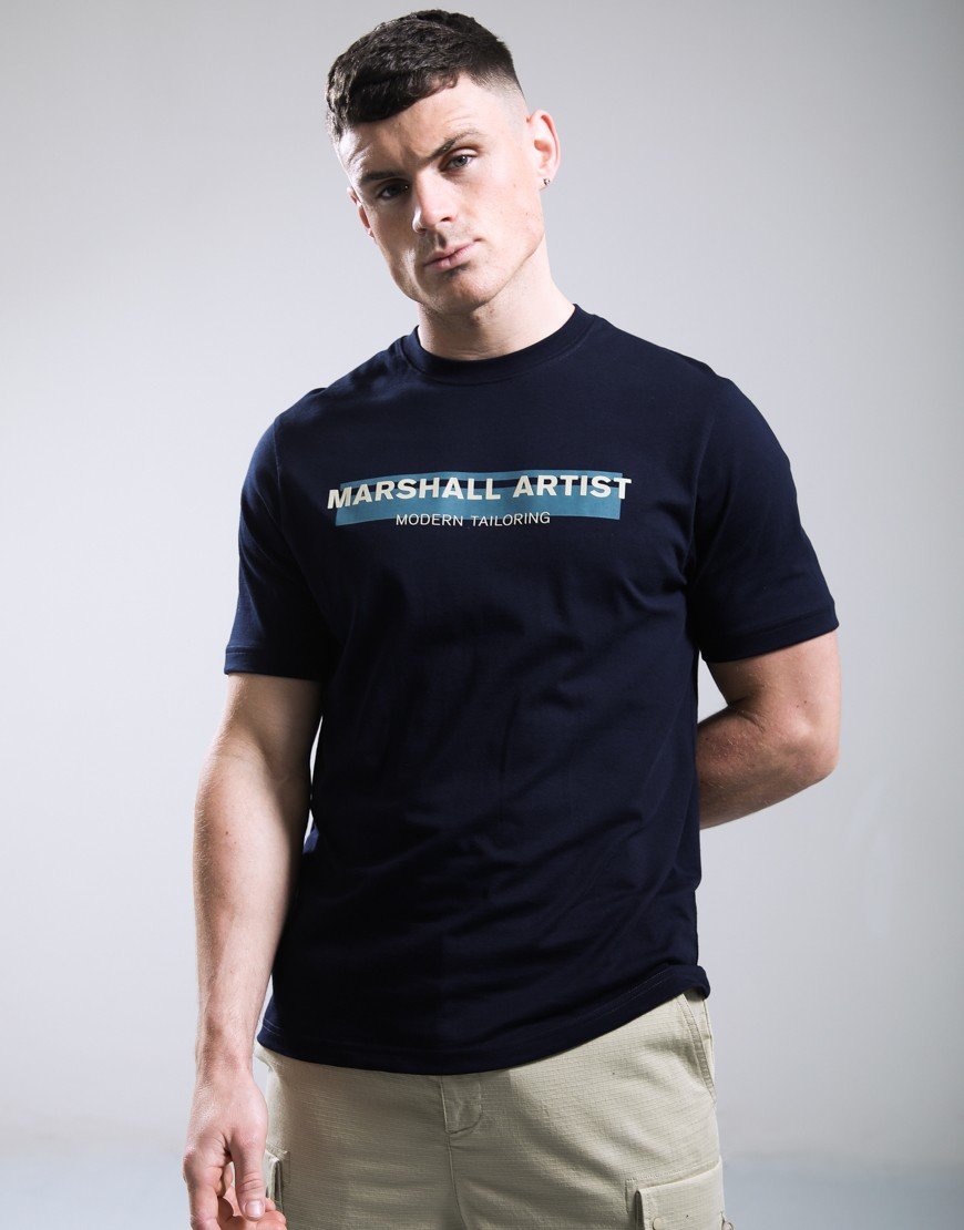 Marshall Artist Seafield Logo T-Shirt Navy