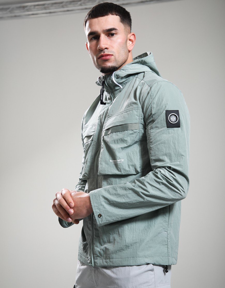 Marshall Artist Sicuro Hooded Overshirt Sage