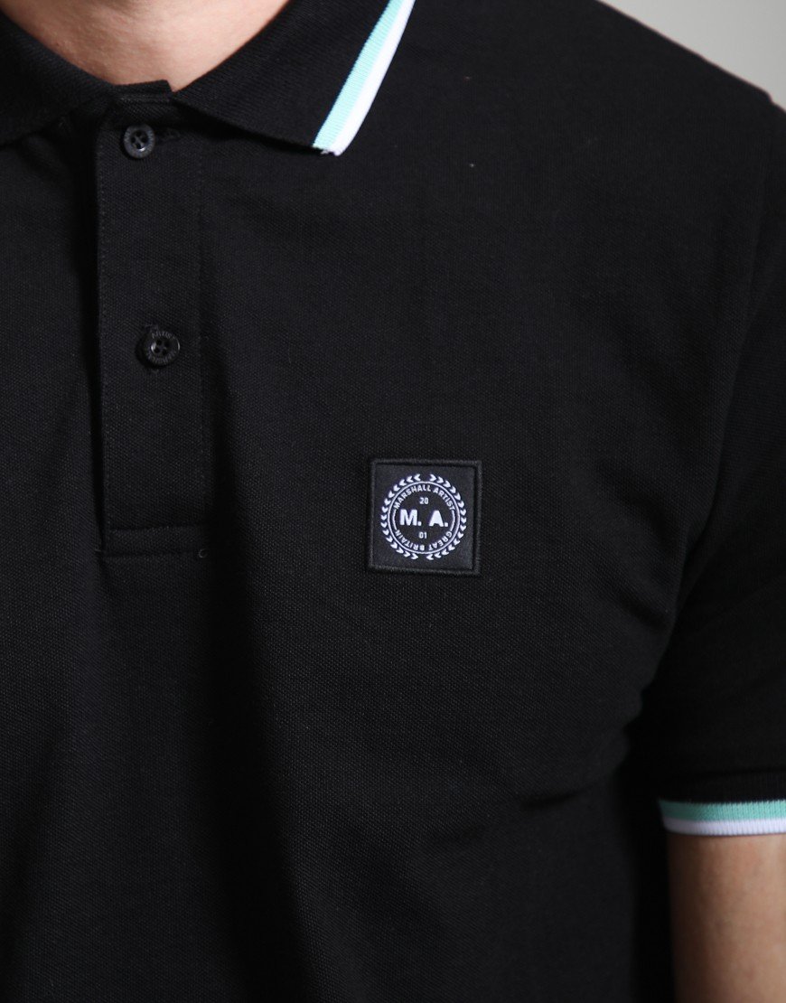 Marshall Artist Tipped Polo Shirt Black