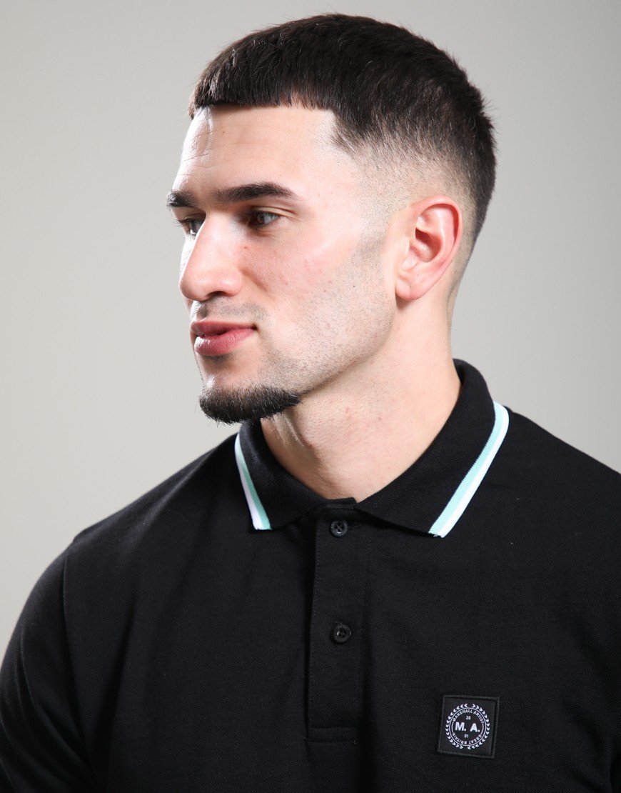 Marshall Artist Tipped Polo Shirt Black