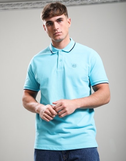 Marshall Artist Tipped Polo Shirt Cyan