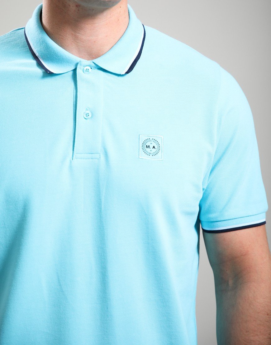Marshall Artist Tipped Polo Shirt Cyan