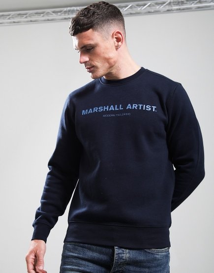 Marshall Artist Stampa Logo Crew Sweat Navy