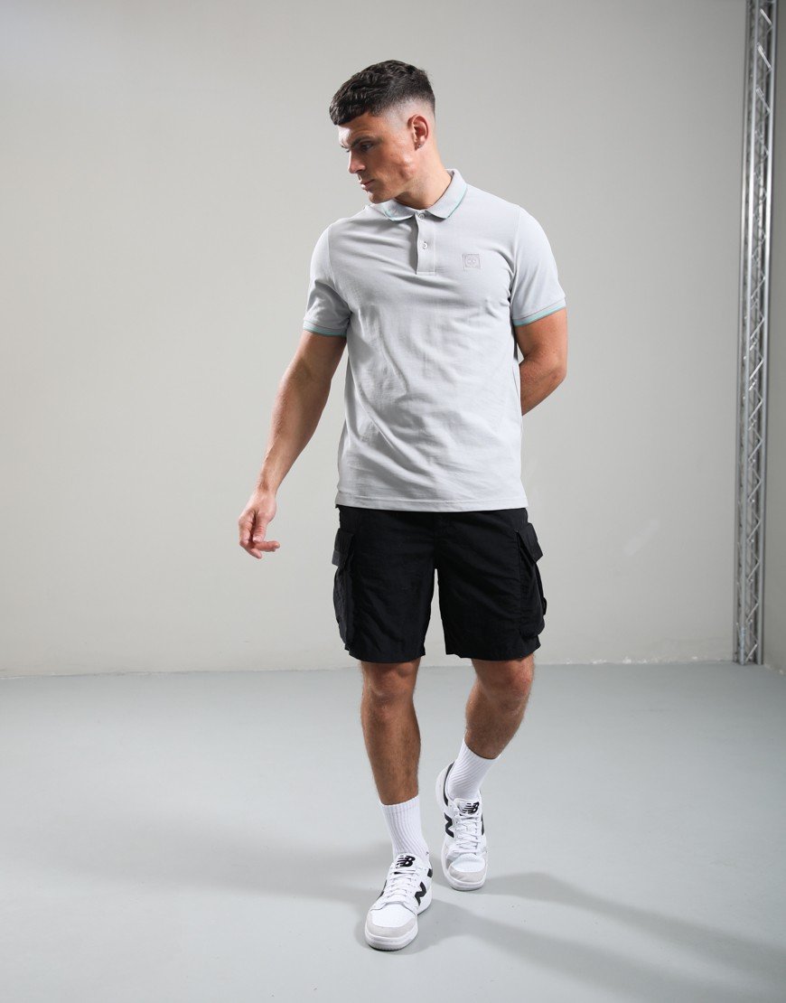 Marshall Artist Tipped Polo Shirt Oceanic Grey