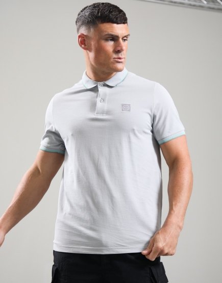 Marshall Artist Tipped Polo Shirt Oceanic Grey
