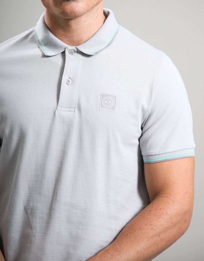 Marshall Artist Tipped Polo Shirt Oceanic Grey