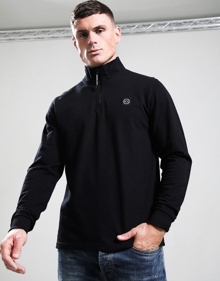 Marshall Artist Marchio Pique 1/4 Zip Black