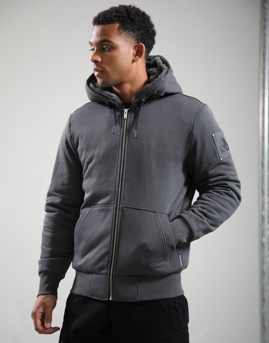 Moose Knuckles Classic Bunny Zip Up Sweat Cement