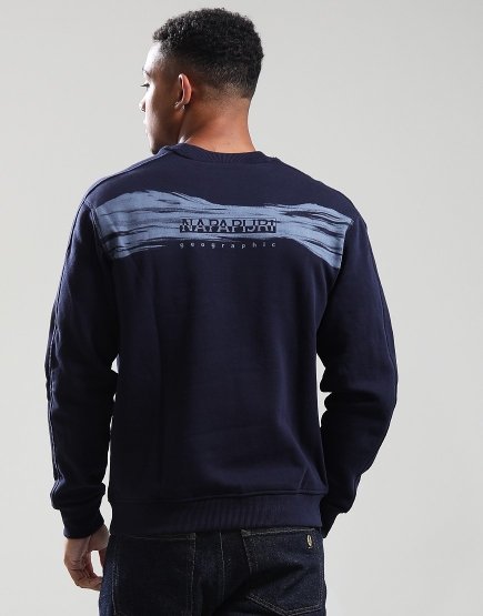 Napapijri B-Back Graphic Crew Sweat Blu Marine