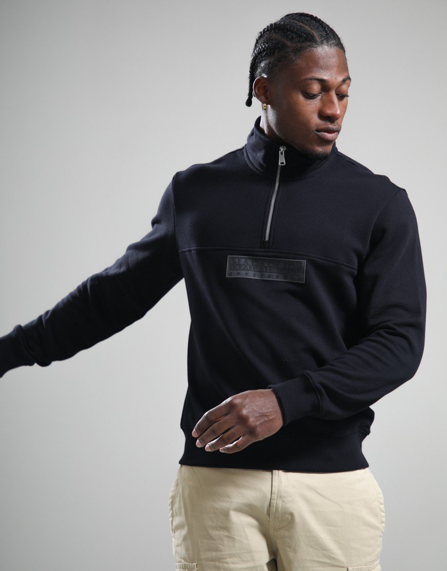 Napapijri B-Box Logo Half Zip Sweat Black Beauty