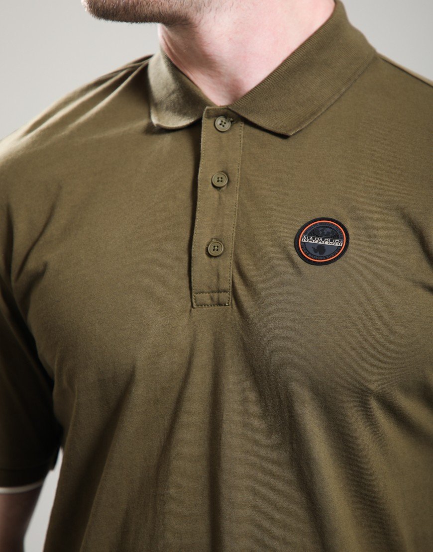 Napapijri E-Badge Polo Shirt Dark Olive