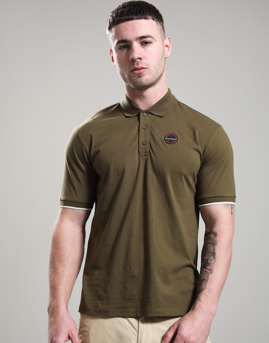 Napapijri E-Badge Polo Shirt Dark Olive