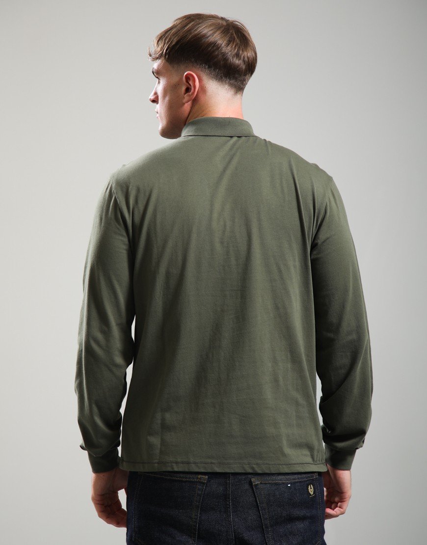 Napapijri E-Badge Long Sleeve Polo Shirt Olive Night G1F