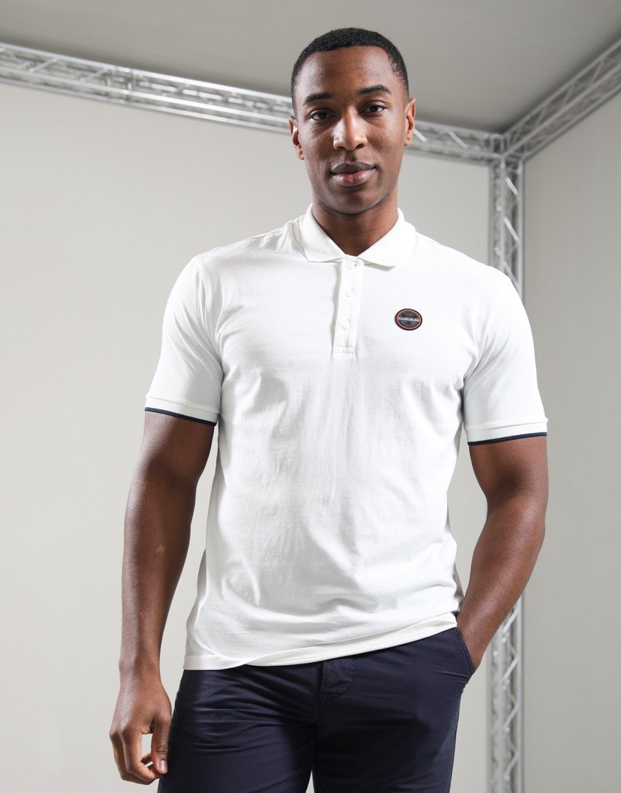Napapijri E-Badge Polo Shirt White Heron