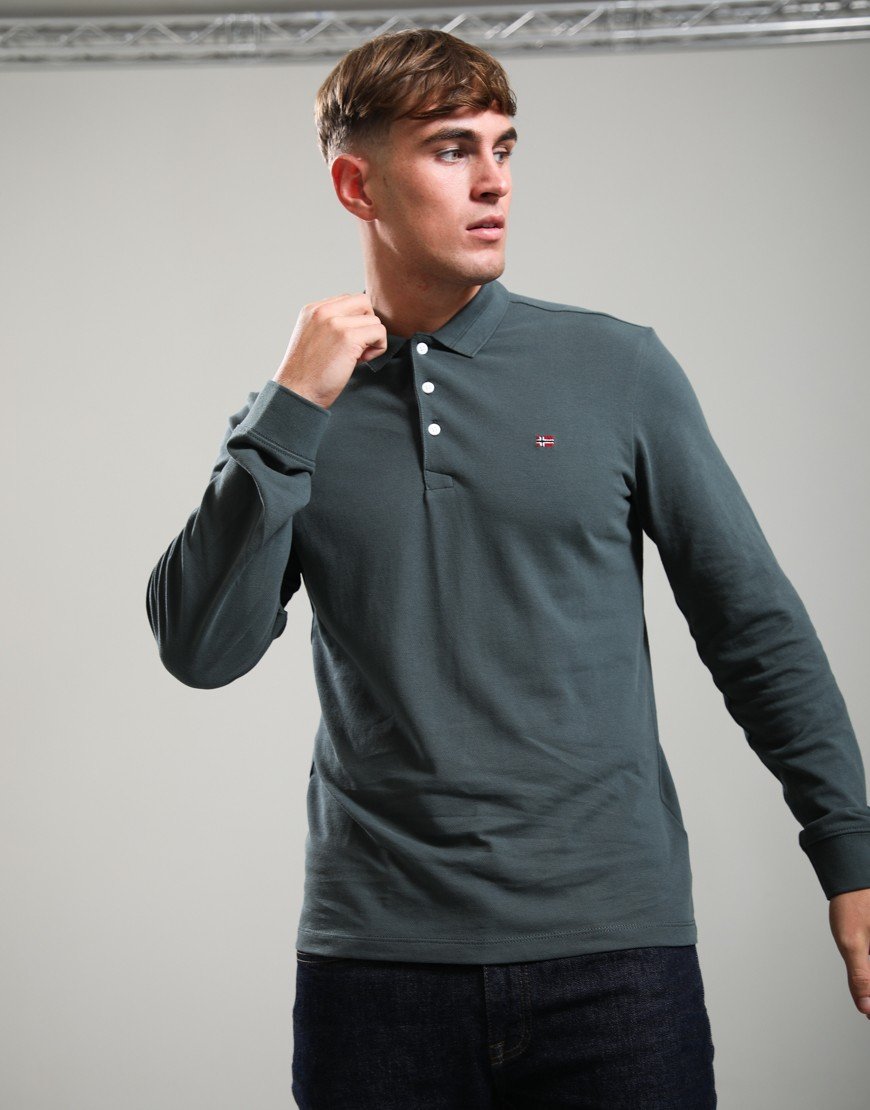 Napapijri Ealis Long Sleeve Polo Shirt Green Urban
