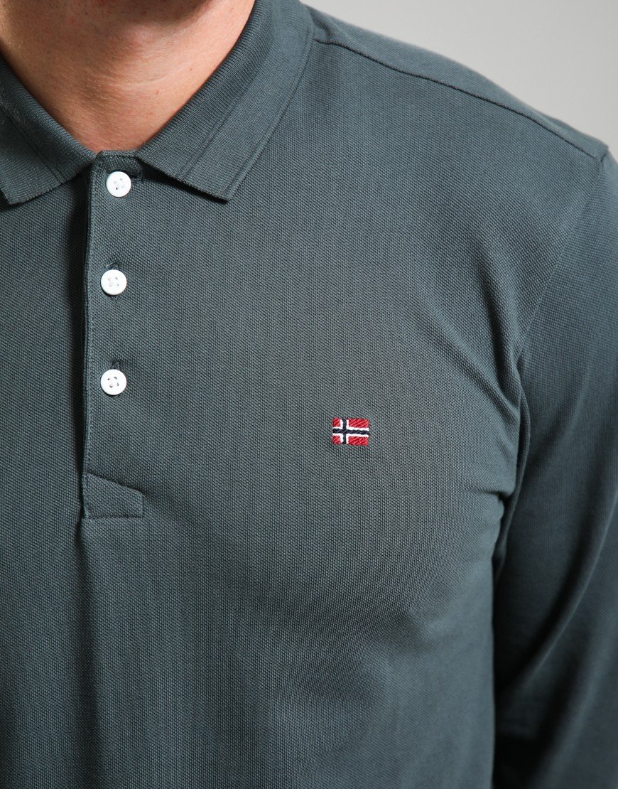 Napapijri Ealis Long Sleeve Polo Shirt Green Urban