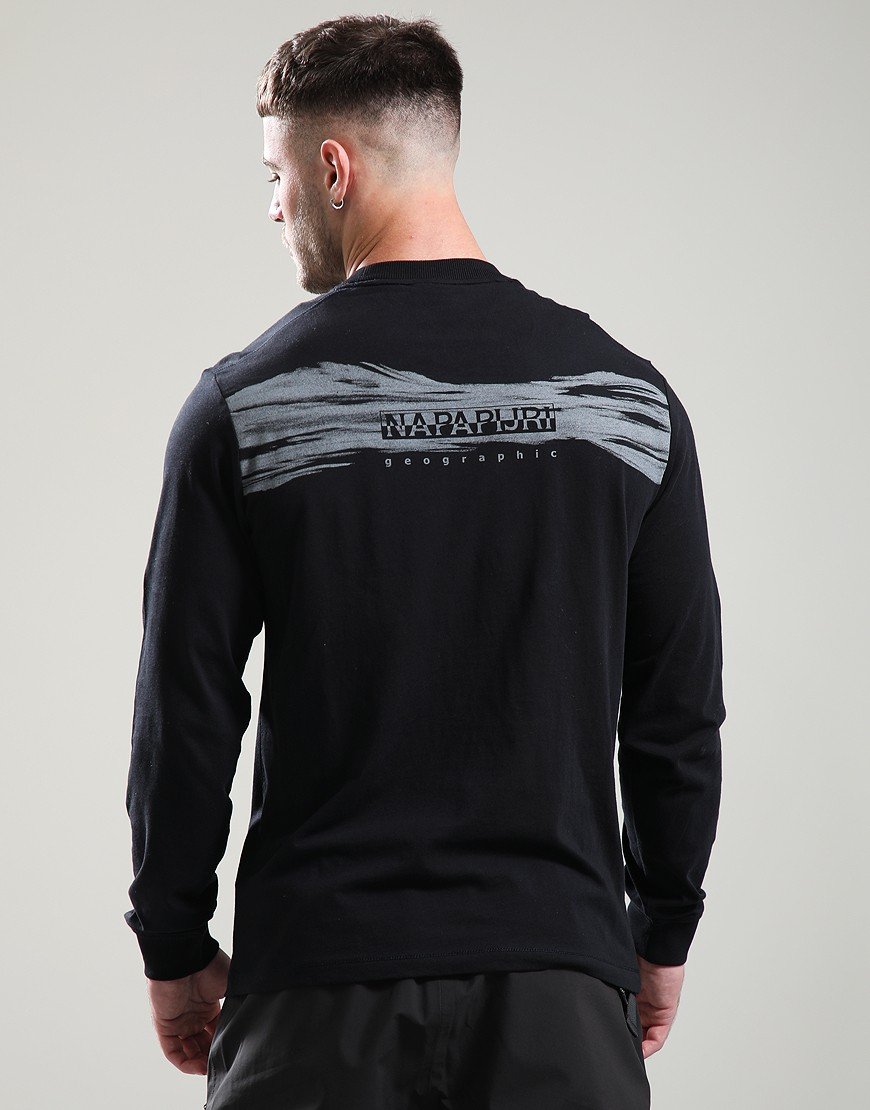 Napapijri S-Back Graphic Long Sleeve T-Shirt Black Beauty