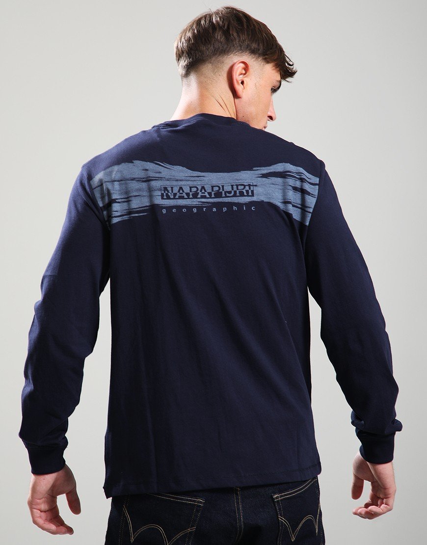 Napapijri S-Back Graphic Long Sleeve T-Shirt Blu Marine
