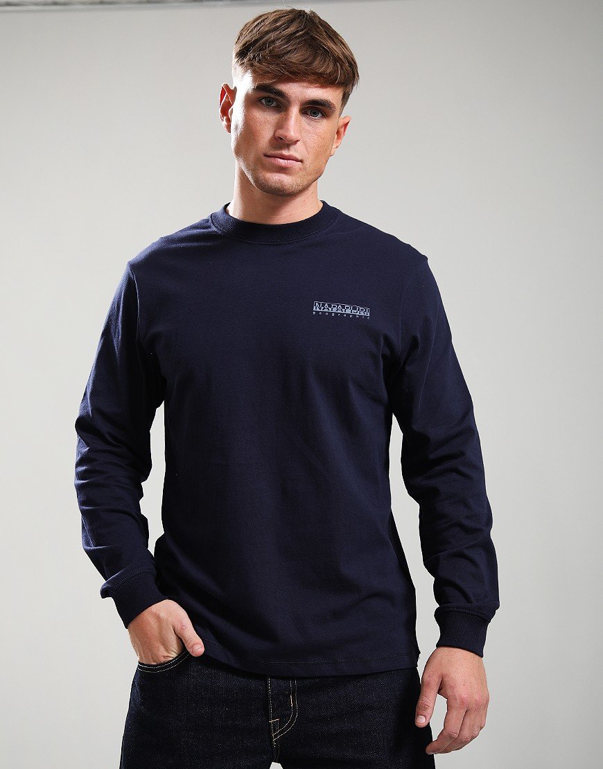 Napapijri S-Back Graphic Long Sleeve T-Shirt Blu Marine