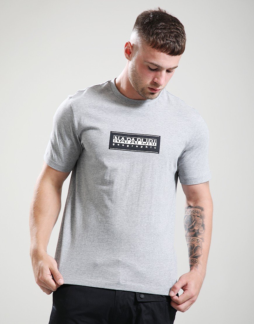 Napapijri S-Box Logo T-Shirt Medium Grey Melange