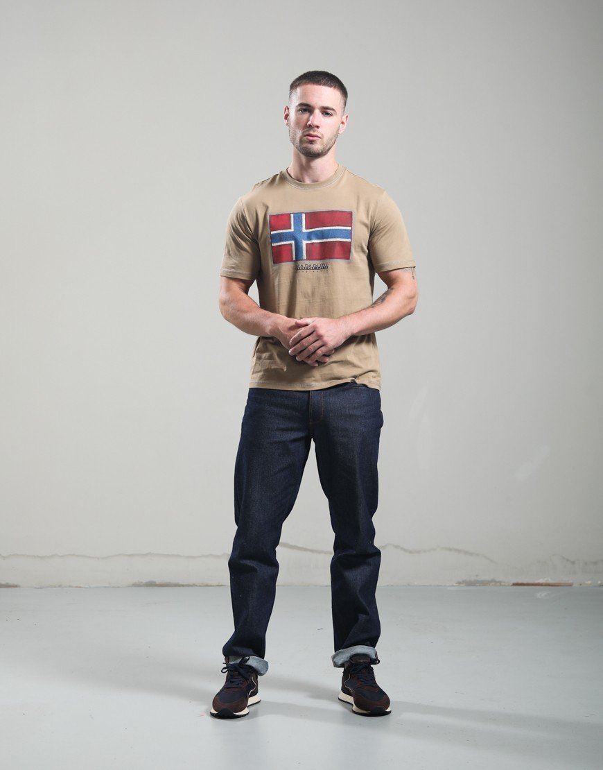 Napapijri S-Flag Tiki T-Shirt Petrifiedoakn7C