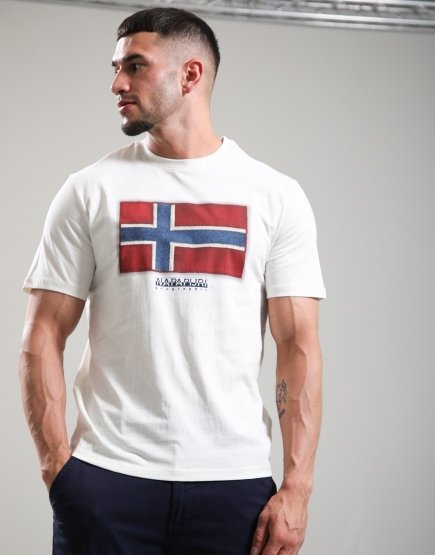 Napapijri S-Flag Tiki T-Shirt White Whisper