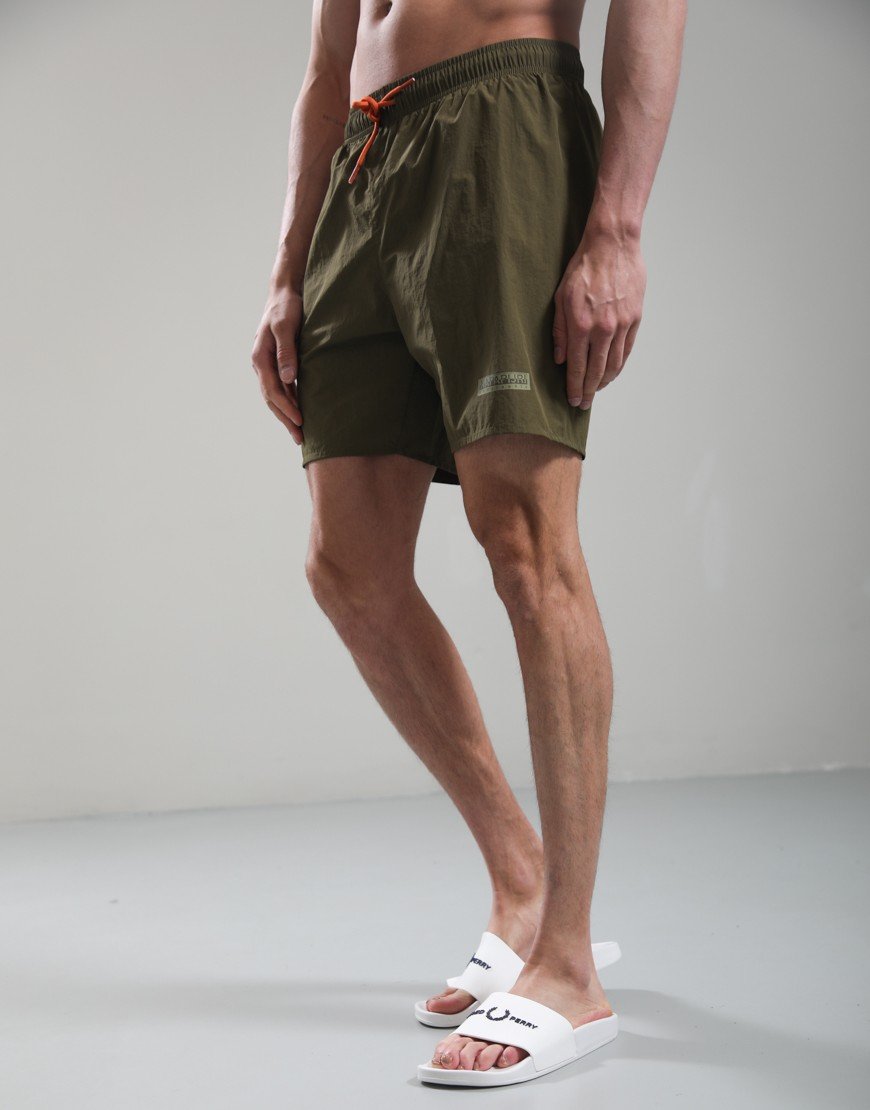 Napapijri V-Box Logo Swim Shorts Dark Olive