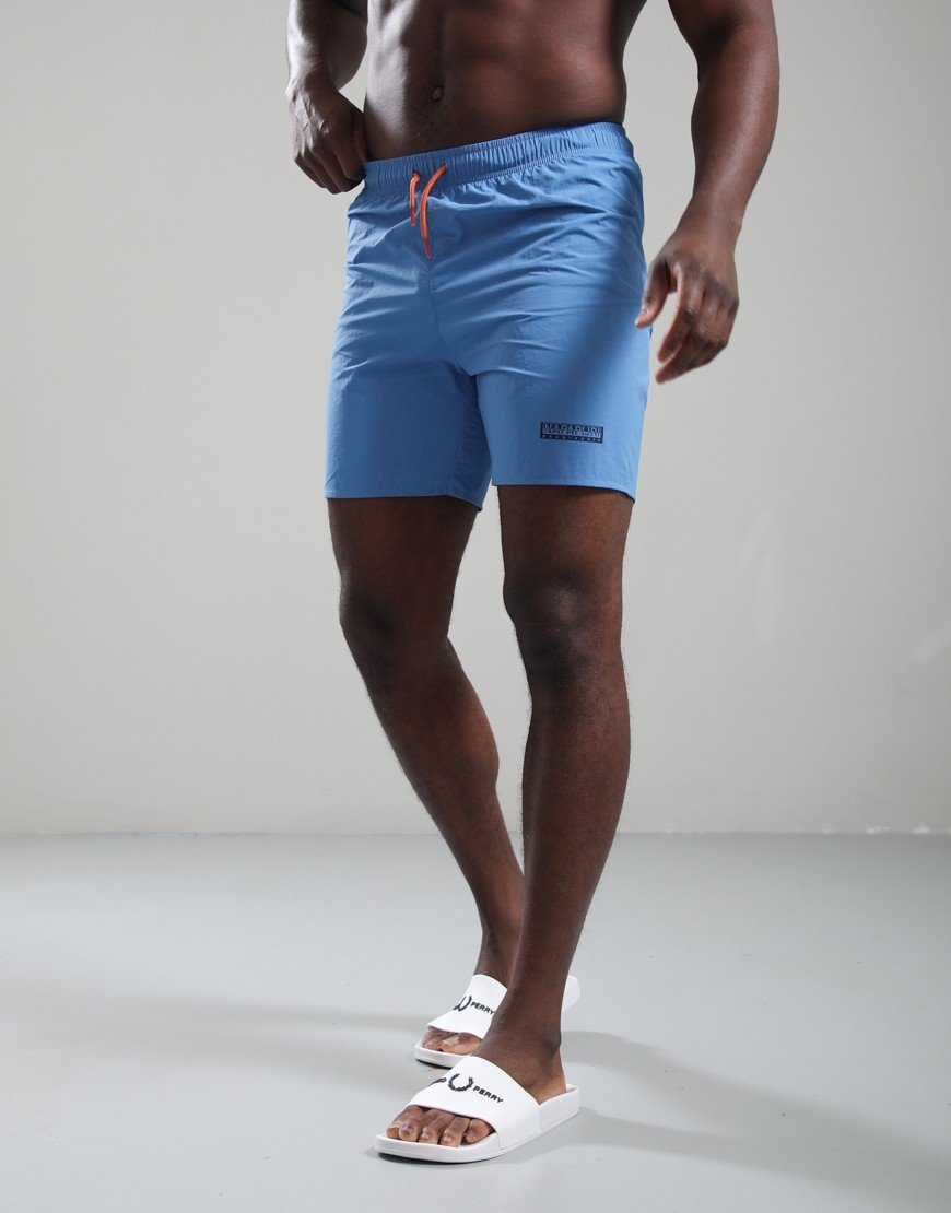 Napapijri V-Box Logo Swim Shorts Blue Jasper B9A