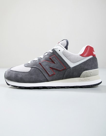 New Balance 574 Trainers Castlerock/Team Red