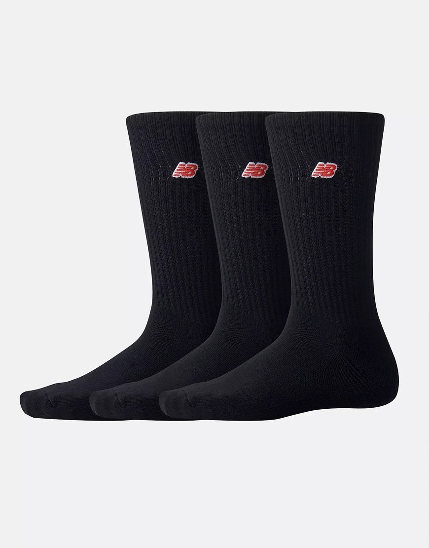New Balance Patch Logo 3 Packs Socks Black