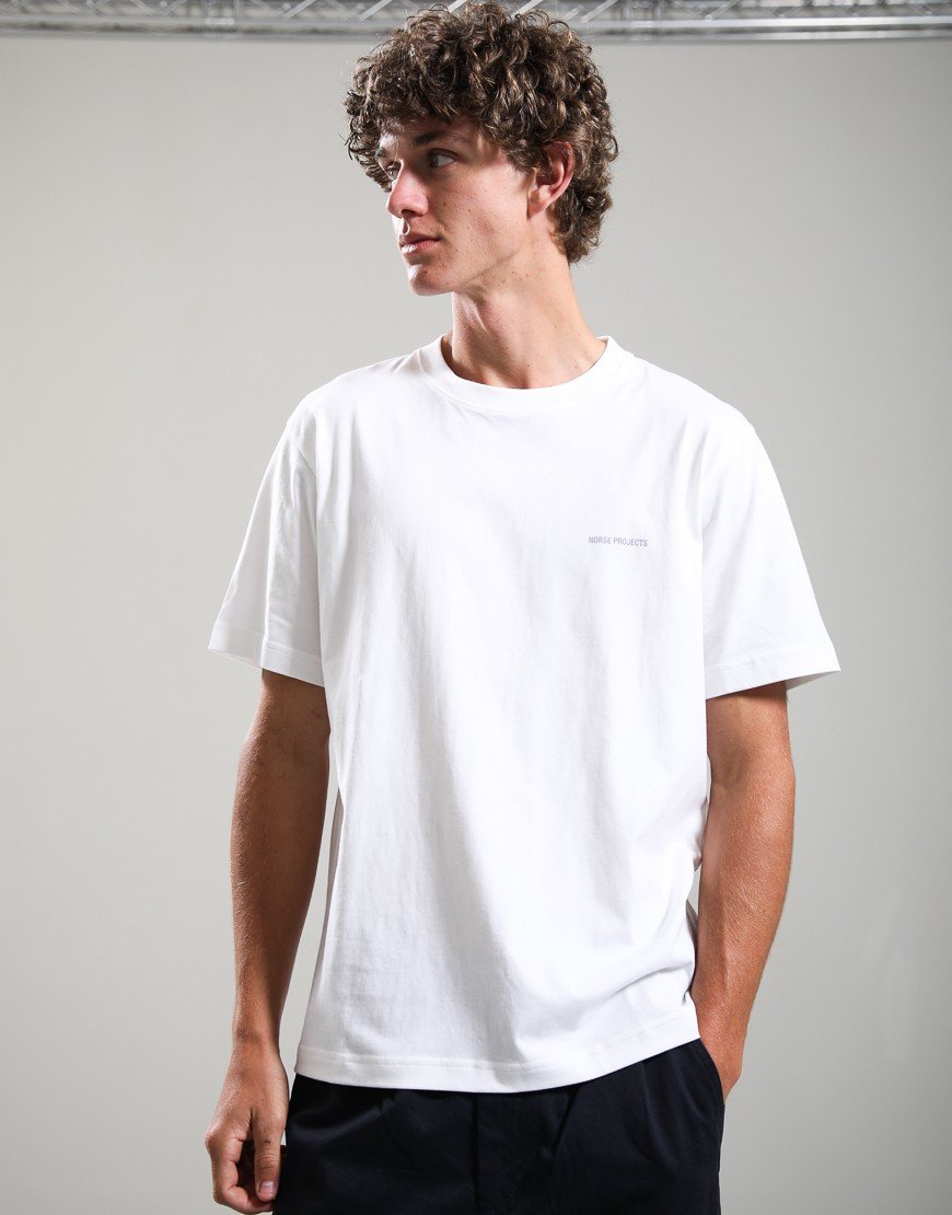 Norse Projects Dyrehaven Organic Logo Print T-Shirt White Aleutian Blue