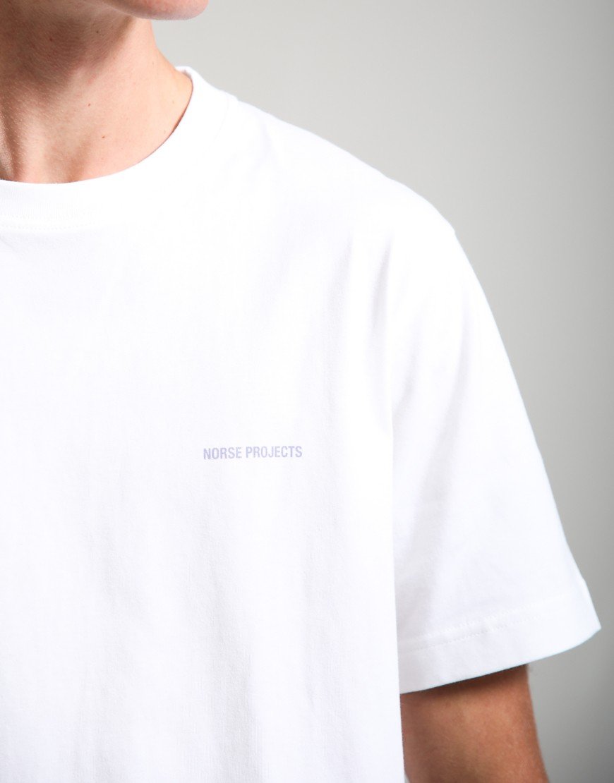 Norse Projects Dyrehaven Organic Logo Print T-Shirt White Aleutian Blue
