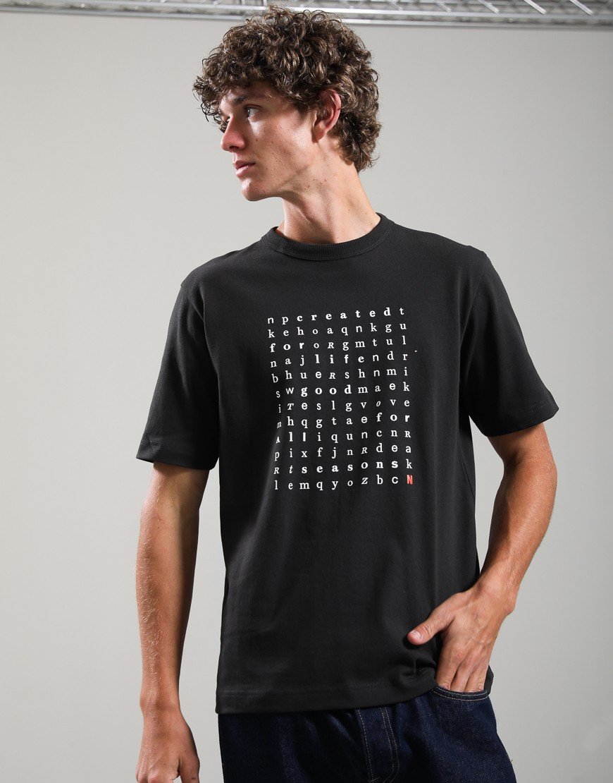 Norse Projects Elmelunde Organic Dry Cotton Crossword T-shirt Black