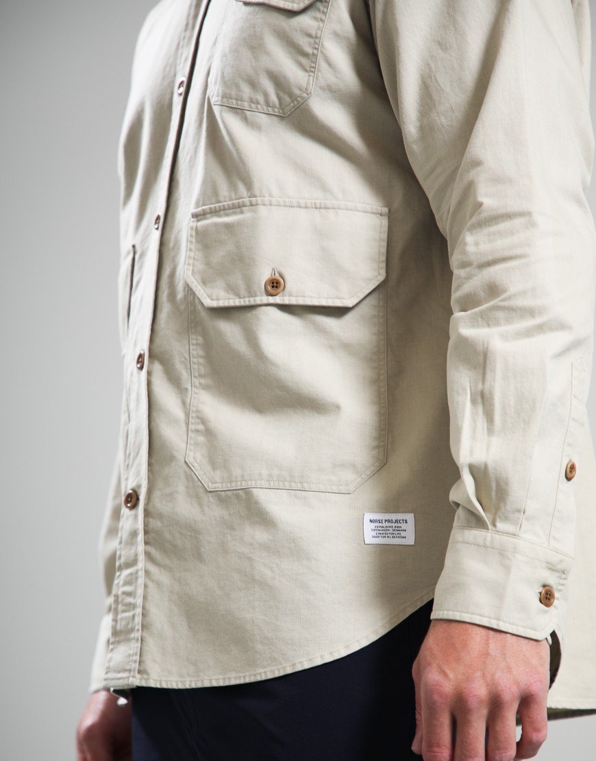 Norse Projects Espevik Faded Pigment Dyed Oversize Utility Shirt Tan