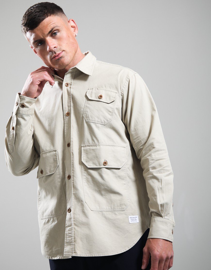 Norse Projects Espevik Faded Pigment Dyed Oversize Utility Shirt Tan