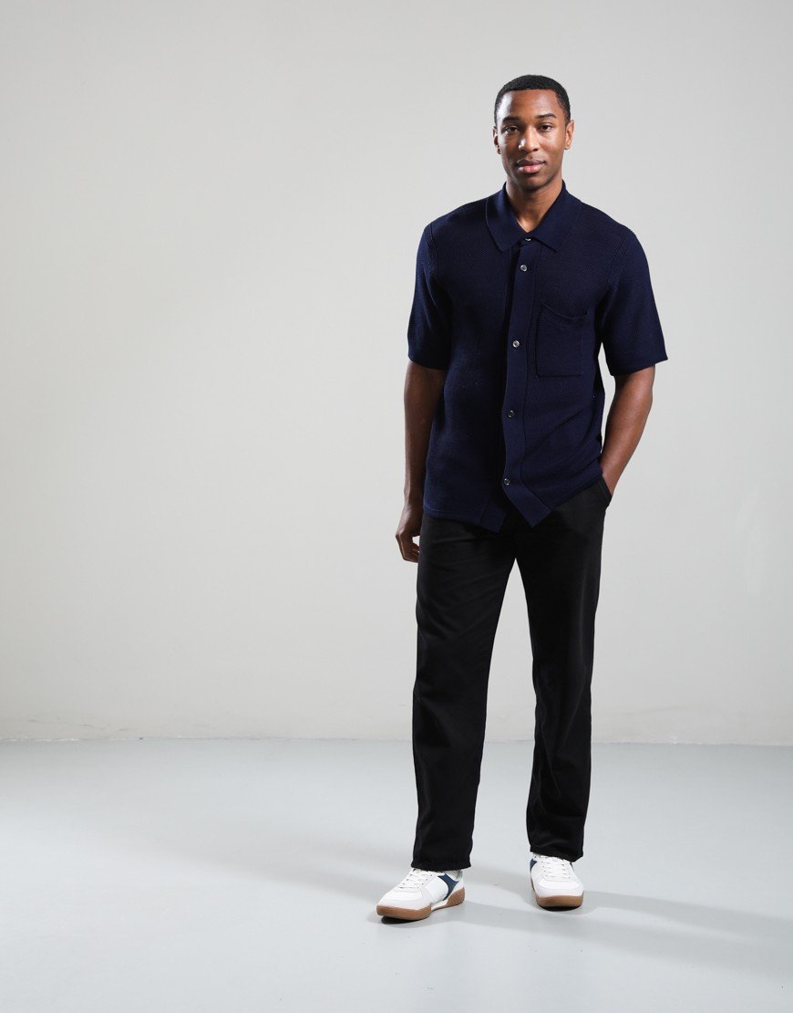 Norse Projects Fredensborg Mercerised Knitted Shirt Dark Navy