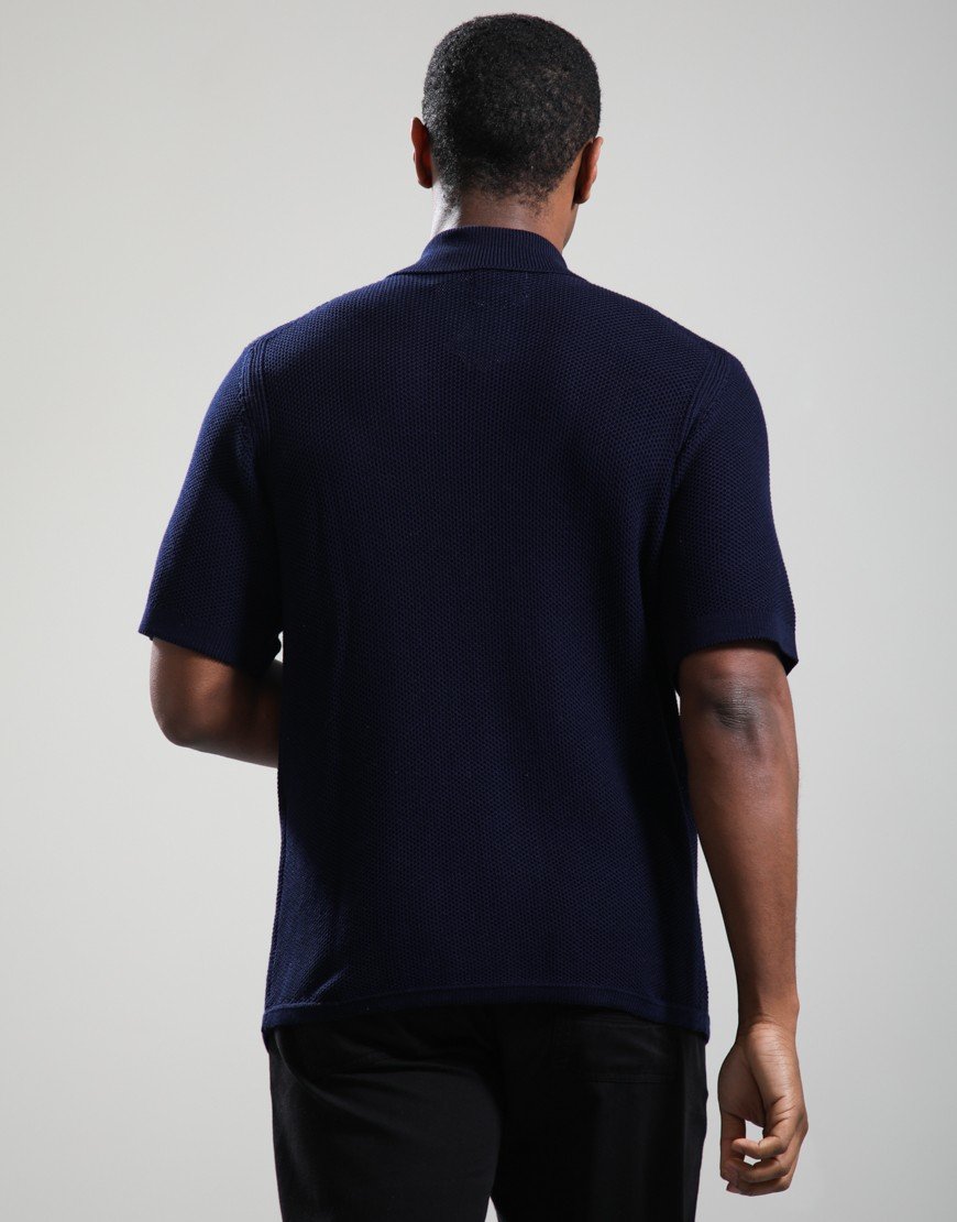 Norse Projects Fredensborg Mercerised Knitted Shirt Dark Navy