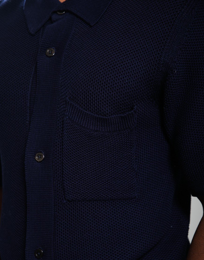 Norse Projects Fredensborg Mercerised Knitted Shirt Dark Navy