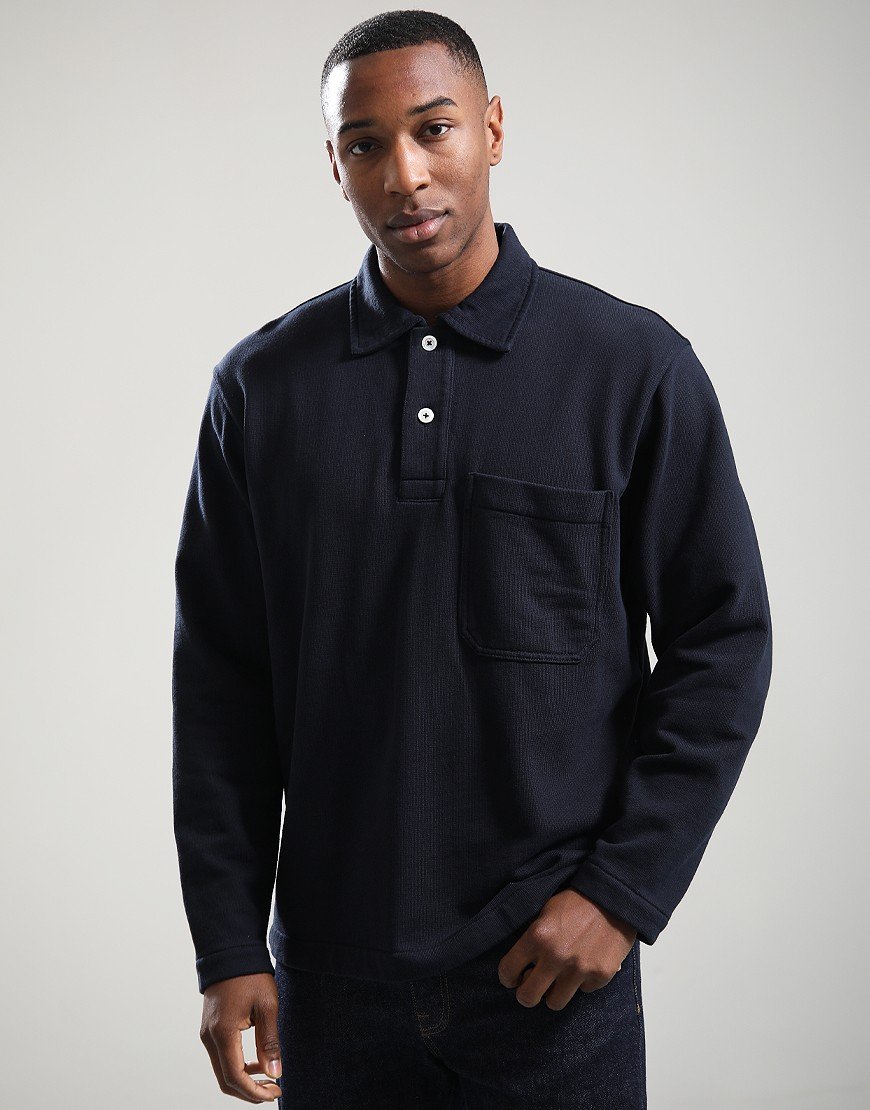 Norse Projects Fraser Long Sleeve Polo Shirt Dark Navy