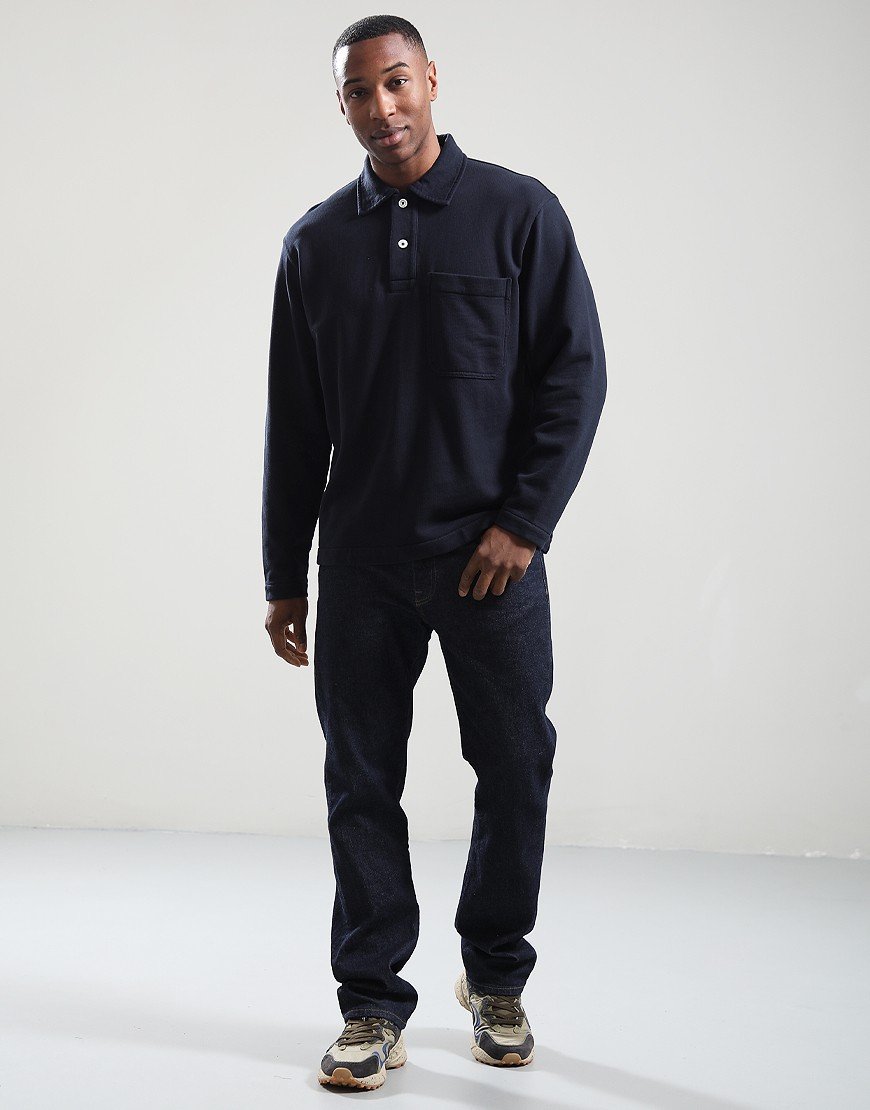 Norse Projects Fraser Long Sleeve Polo Shirt Dark Navy